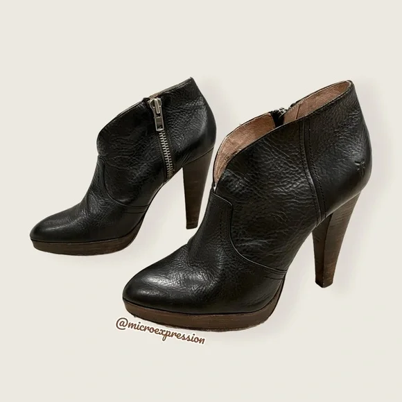 $379 Frye Harlow Campus Black Genuine Leather Zip Up Casual/Formal Ankle Bootie - Picture 4 of 10